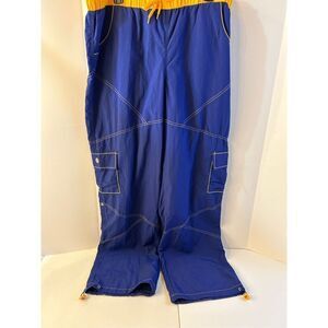 Zumba nylon pants large blue new rn#13101‎ blue yellow exercise